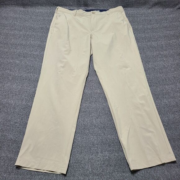 Izod Golf Mens Pants 38x32 Beige Performance Elastic Waist Athletic Golf Slacks - Picture 1 of 9